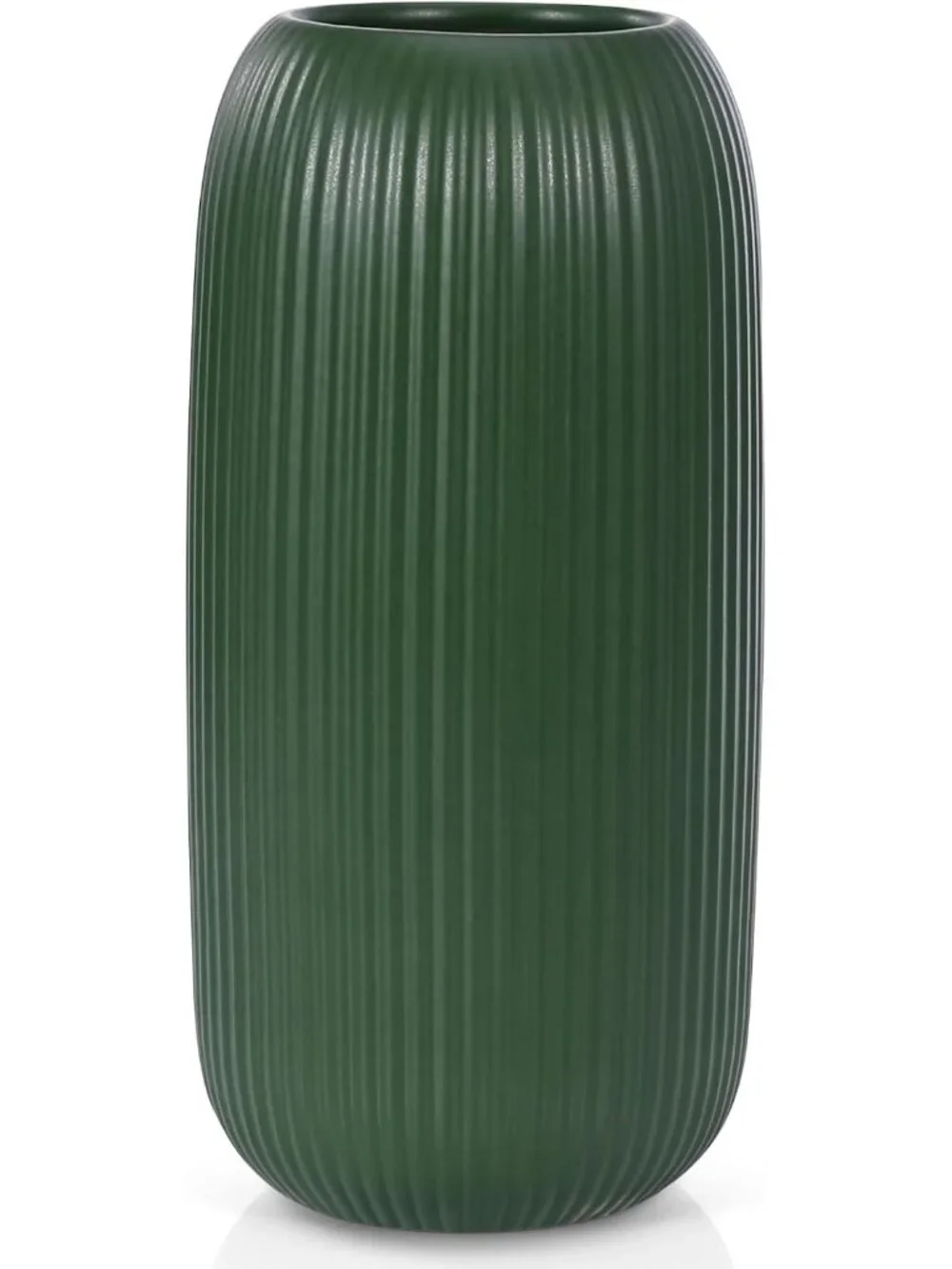 Modern Small Green Ceramic Vase Flowers Ribbed Textured Farmhouse Home Livings